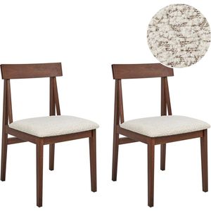 ISLE - Eetkamerstoel set van 2 - Donkerhout/Beige - Rubberhout