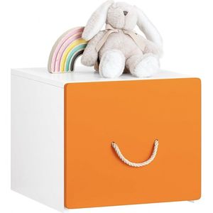 Simpletrade Speelgoedkist - Veilig Zitten en Opbergen - Met 4 Wielen - Oranje - 40x35x40cm