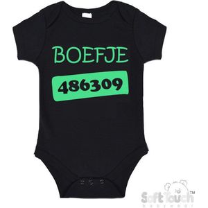100% Katoenen Romper ""Boefje 486309"" Unisex Katoen Zwart/mint Maat 56/62