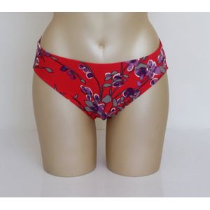 Fantasie - Kyoto - bikinislip - rood met bloemen - maat XL / 42