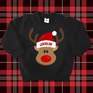 Foute Kersttrui-Sweater kind met naam-Rudolf het rendier-Kerst Cadeautje-Maat 56