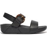 FitFlop - Lulu Resin-Buckle - Sandalen - Zwart - Leer, Microwobbleboard Tussenzool