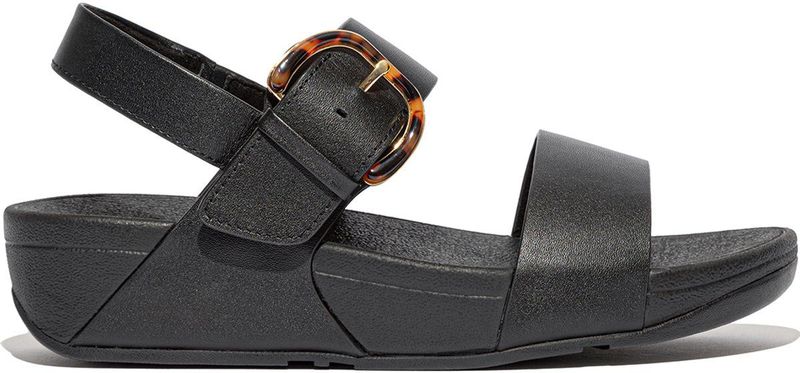 FitFlop - Lulu Resin-Buckle - Sandalen - Zwart - Leer, Microwobbleboard Tussenzool