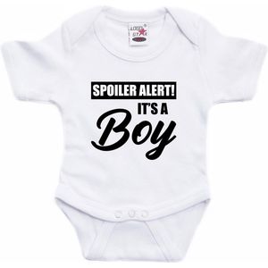 Spoiler alert boy gender reveal cadeau tekst baby rompertje wit jongens - Kraamcadeau - Babykleding 80