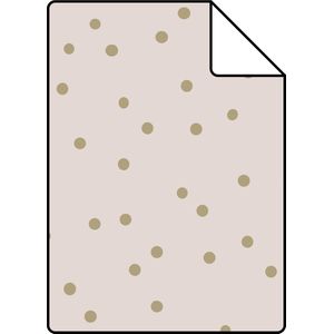 Proefstaal ESTAhome behang stippen oudroze en goud - 26,5 x 21 cm - 139274-S