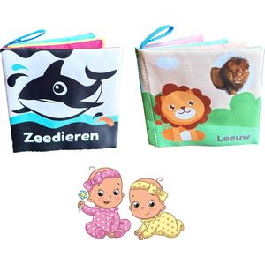 Knisperboekje baby - 2 zachte knisperboekjes: Zeedieren + Landdieren - Buggyboekje voor de kleine handjes- Voordeelbundel