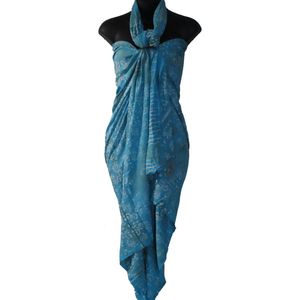 Hamamdoek, sarong, pareo, extra groot figuren vlekken patroon lengte 115 cm breedte 200 cm kleuren dubbel blauw wit crème geweven extra kwaliteit.