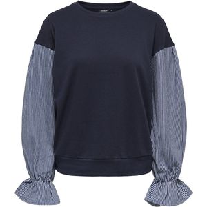 Only Trui Onlnina O-neck Mix Cs Sweat 15374740 Night Sky/stripe Denim Sleeves Dames Maat - S