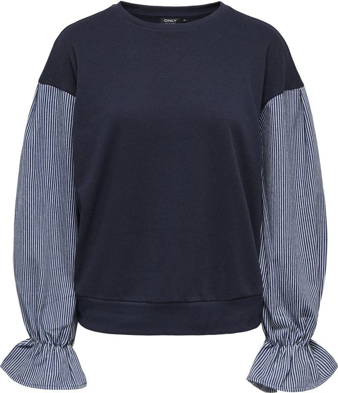 Only Trui Onlnina O-neck Mix Cs Sweat 15374740 Night Sky/stripe Denim Sleeves Dames Maat - S