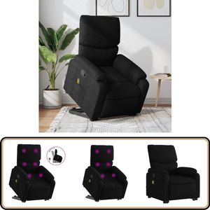 vidaXL Sta-op-massagestoel - Verstelbaar - Zwart Stof Sta-opstoel - Massagestoel - Elektrisch Bedienbaar - Ergonomische Stoel - Comfortstoeltje