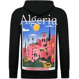 Oversized Hoodie Heren met Capuchon - Algeria Print - Dik Geweven - 5813 - Zwart