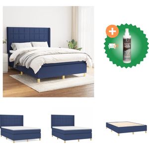 vidaXL Boxspring met matras stof blauw 140x190 cm - Bed - Inclusief Reiniger