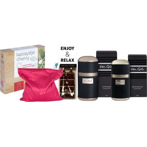 Van Gils Cadeauset Warme Kerst Chocolade & Warmtekussen Strictly For Men - Van Gils EDT Spray Strictly FM 30ml - Van Gils After Shave Strictly FM 50ml - Kersepittje Warmtekussen Classic 27x27cm