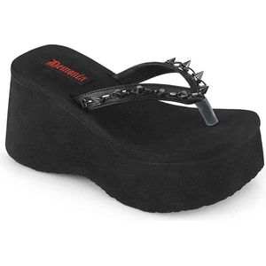 DemoniaCult - FUNN-35 Slippers - US 7 - 37 Shoes - Zwart