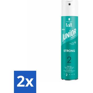 2 x Taft - Strong 2 - Junior Haarspray - Milde maar sterke fixatie - 250 ml - Haarspray - Sterke Fixatie - Milde Haarspray - Vegan Haarspray - Haarspray Voor Kinderen