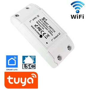 MoTronics WiFi Smart Switch – Compatibel met Alexa, Google Assistant, Tuya, Smart Life & LSC Smart Connect (Action) – Slimme Aan/Uit Schakelaar 90-250V AC, 10A