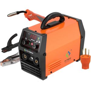 Hitbox - Lasapparaat - Elektrisch lasapparaat - 3 in 1 - Synergy MIG Lasser - Semi-Automatisch - TIG Argon Arc - Gas-Less - MIG Lasser - Met Helm - Oranje