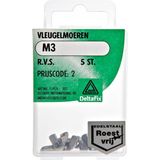 Vleugelmoer - M3xRVS - 5 Stuks - Deltafix