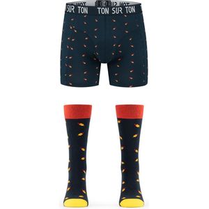 Ton Sur Ton - Grappige Sokken Heren - Grappige Boxershort Heren - Grappig Cadeau Voor Man - Geschenkset Heren - Vrolijke Sokken - Spaceman - Matchende sokken en onderbroeken! - L/43.5-47