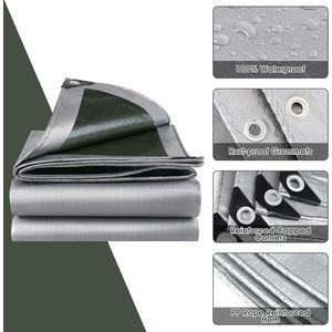 Afdekzeil, 3 x 6 m, waterdicht, 180 g/m², PE afdekzeil, zeildoek met oogjes, uv-bestendig, scheurvast, vrachtwagenzeil, multifunctionele afdekking voor tuinmeubelen, hout, zwembad, trampoline,