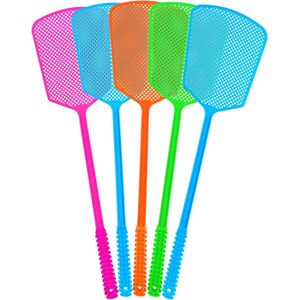 Vliegenmeppers, 5 stuks plastic zware multipack Matamoscas, lange steel vliegenmepper verbrijzelt bulk, grote insectenmepper die werkt voor binnen en buiten