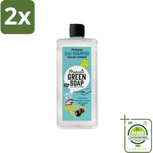 Marcel's Green Soap - Shampoo & Conditioner 2-in-1 - Mimosa & Black Currant - Verzorging in één - 300 ml - Voordeelverpakking - 2 stuks - Haarverzorging - Shampoo conditioner