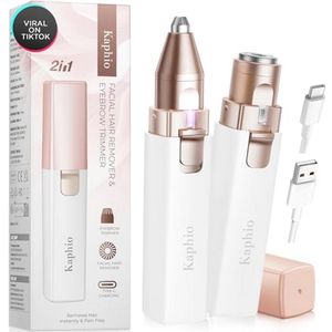 Pijnloze 2-in-1 Gezichtshaar- en Wenkbrauwtrimmer voor Vrouwen – Oplaadbaar Elektrisch Ontharingsapparaat