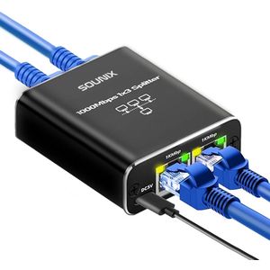 Sounix - Ethernet Gigabit Netwerksplitter - Zwart - 1 Naar 3 - 1000 Mbps