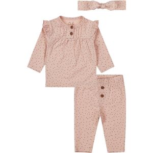 Dirkje - Basic Collection - BIO COTTON - Broekje en shirt Light dusty pink met stipje - Maat 62
