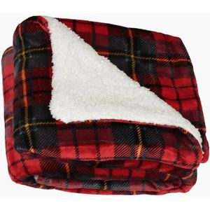 Kerstdeken - Rood Geruit - Flanel Sherpa Fleece - 200x150 cm - Zachte Warmteplaid