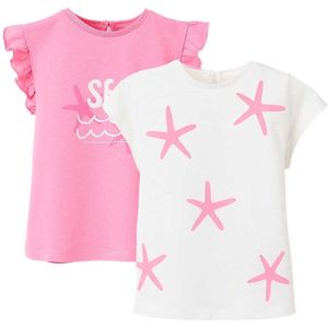 Zippy 3107124601 T-shirt Met Korte Mouwen 2 Eenheden Wit,Roze 24 Months-3 Years Meisjes