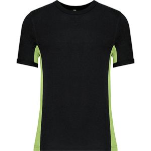 Tweekleurig herensportshirt 'Tiger' met ronde hals Black/Lime - M