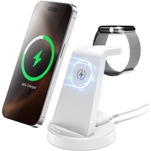 Draadloze oplader 15W Draadloos Oplaadstation Qi Oplaadstation Geschikt voor iPhone voor iWatch Voor Airpods Inductieve & Handige Opladestation