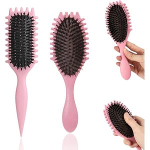 Haarborstel voor Krullen met Everzwijnharen en Rubber Luchtkussen - Perfect voor Vrouwenhaar