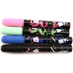 KRIJTMARKER UITWISBAAR - assorti kleuren - in etui x 4 - roze/groen/blauw/zwart