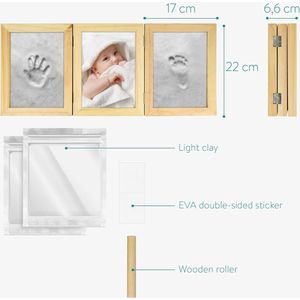handafdruk en Voetafdruk Kit - Set met Frame en Klei voor het Gieten van Baby's Hand- en Voetafdrukken - Ideaal voor Pasgeboren Baby’s