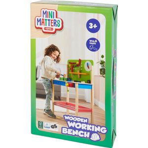 Mini Matters werkbank - klustafel - kindergereedschap - 6 stukken gereedschap - 3+ jaar - kleurrijk - timmerman