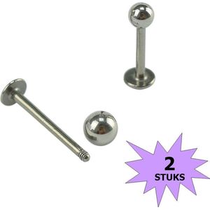 Fako Bijoux® - Labret Piercing - 3mm - Zilverkleurig - 2 Stuks