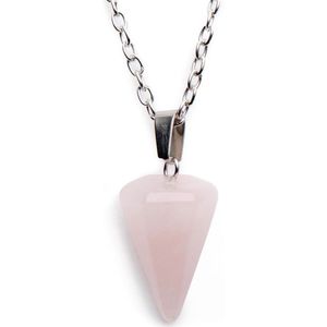 Zentana Pendelketting - Rozenkwarts Pendel - Ketting & Edelsteen Hanger - Inzicht - Sieraden voor Vrouwen & Dames