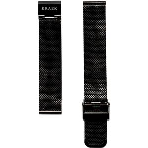 KRAEK Zwart Mesh - horlogebandje met quick release - 16 mm bandje - Easy click