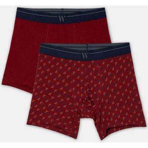 Woody Heren boxer set bordeaux + geome - maat L