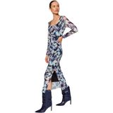 Trendyol - Kokerjurk - Zwart - Gebloemd - Maxi-Flexibele Gebreide - Lange Mouwen