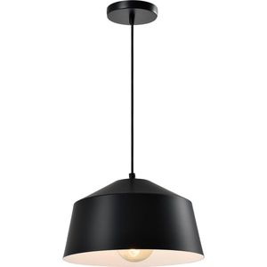QUVIO Hanglamp modern - Lampen - Plafondlamp - Leeslamp - Verlichting - Verlichting plafondlampen - Keukenverlichting - Lamp - Brede koepellamp - D 27 cm - Zwart
