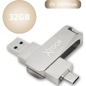 Xedor® Base - USB Stick - 32 GB - 1120Mbps - USB C en A - iPhone en Android