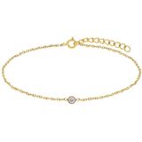 Lucardi - Dames Stalen Goldplated Armband - Rond - Met Zirkonia - Goudkleurig - 20 cm