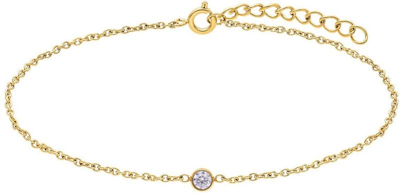 Lucardi - Dames Stalen Goldplated Armband - Rond - Met Zirkonia - Goudkleurig - 20 cm