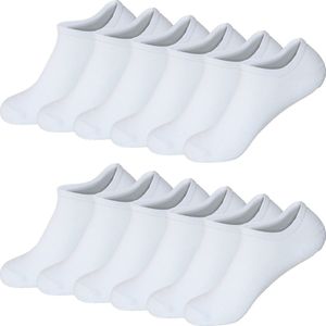 12 Pack - Sneaker Sokken Heren Dames - 12 paar - Katoen - Wit - Maat 35-40 - Korte Sokken - Sneakersokken Unisex SK-500-White