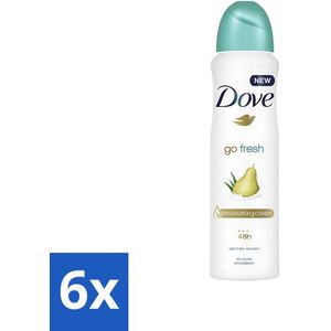 6 x Dove - Deodorant - Spray Go Fresh Pear & Aloe - Frisse en verzorgende geur - 250 ml - Dove Deodorant - Anti-transpirant - Deodorant Spray - Peer Geur - Aloë Vera