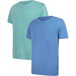 Undiemeister T Shirt Heren - Casual Fit T-shirt - 2-Pack - Groen & Blauw - Mellowood Tencel - Ademend en Temperatuurregulatie - Korte mouwen - Ronde hals - Maat S