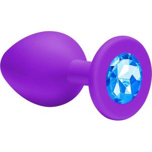 Lola Toys - Emotions - Buttplug met Diamant - Anaal - Siliconen - Maat S - 27mm - Paars met Blauwe Diamant